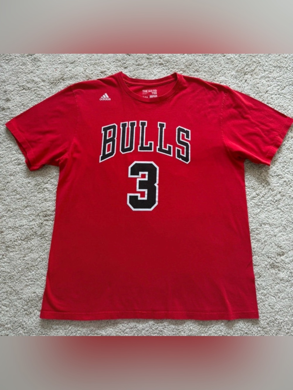 adidas Red Chicago BULLS #3 Graphic Tee